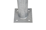 Stootpaal Ø76x3,25x 750 mm. op voetplaat verzinkt
